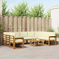 vidaXL Utomhussoffset med kudde 10 pcs Naturlig och Grädde