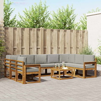 vidaXL Utomhussoffset med kudde 10 pcs Naturlig och Ljus Grå