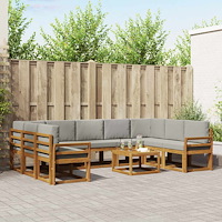 vidaXL Utomhussoffset med kudde 10 pcs Naturlig och Ljus Grå