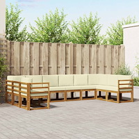 vidaXL Utomhussoffset med kudde 10 pcs Naturlig och Grädde