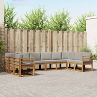 vidaXL Utomhussoffset med kudde 10 pcs Naturlig och Ljus Grå