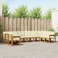 vidaXL Utomhussoffset med kudde 10 pcs Naturlig och Grädde