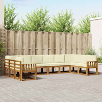 vidaXL Utomhussoffset med kudde 10 pcs Naturlig och Grädde