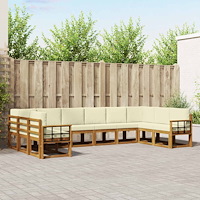 vidaXL Utomhussoffset med kudde 10 pcs Naturlig och Grädde