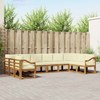 vidaXL Utomhussoffset med kudde 10 pcs Naturlig och Grädde