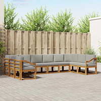 vidaXL Utomhussoffset med kudde 10 pcs Naturlig och Ljus Grå