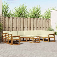 vidaXL Utomhussoffset med kudde 11 pcs Naturlig och Grädde