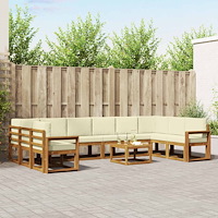 vidaXL Utomhussoffset med kudde 11 pcs Naturlig och Grädde