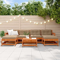 vidaXL Trädgård loungemöbler 7 pcs VaxBrun Massivt furu