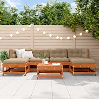 vidaXL Trädgård loungemöbler 7 pcs VaxBrun Massivt furu