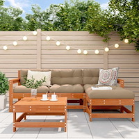 vidaXL Trädgård loungemöbler 5 pcs VaxBrun Massivt furu