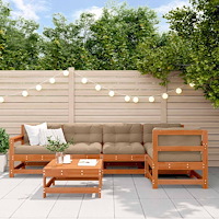 vidaXL Trädgård loungemöbler 6 pcs VaxBrun Massivt furu