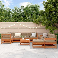 vidaXL Trädgård loungemöbler 10 pcs VaxBrun Massivt furu