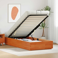 vidaXL Ottoman Sängram med lagring VaxBrun 80 x 200 cm Massivt furu