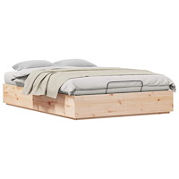 vidaXL Ottoman Sängram med lagring Naturfärg 140 x 200 cm Massivt furu