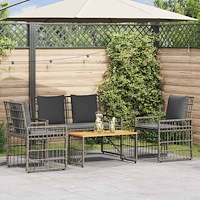 vidaXL Utemöbelset 4 pcs Grå och mörkgrå Stål och poly rattan