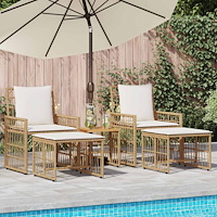vidaXL Utemöbelset 5 pcs Naturlig och Creamvit Stål och poly rattan