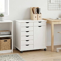 vidaXL Rullande skåp med hjul Vit 63,5 x 39 x 65,5 cm Massiv furu