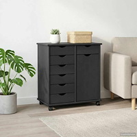 vidaXL Rullande skåp med hjul Grå 63,5 x 39 x 65,5 cm Massiv furu