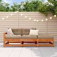 vidaXL Sektionell Soffa Enheter med kudde VaxBrun 190 x 62 x 70,5 cm