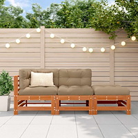 vidaXL Sektionell Soffa Enheter 3 Stycke VaxBrun Massivt furu