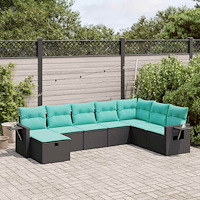 vidaXL Loungegrupp för trädgården med dynor 8 delar svart konstrotting