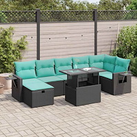 vidaXL Trädgårdssoffset med dynor 8 delar grå konstrotting akaciaträ