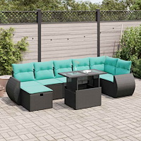 vidaXL Trädgårdssoffset med dynor 8 delar grå konstrotting akaciaträ