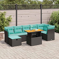 vidaXL Trädgårdssoffset med dynor 8 delar grå konstrotting akaciaträ