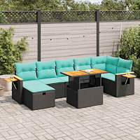 vidaXL Trädgårdssoffset med dynor 8 delar grå konstrotting akaciaträ