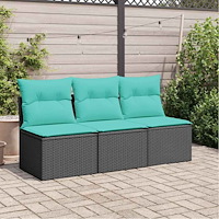 vidaXL Trädgårdsoffa med kudde Svart 165 x 62 x 69 cm Poly rattan