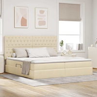 vidaXL Förvaringssäng med madrass Kräm 200 x 200 cm Polyester