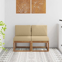 vidaXL 2 Stycke Utomhus Mellansoffa Massivt Akaciaträ Naturfärg