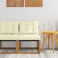 vidaXL Utomhus Mellansoffa Massivt akaciaträ och Textilene-tyg