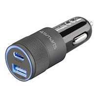 4smarts 4smarts Rapid+ strömadapter för bil - USB, 24 pin USB-C - 27 Watt
