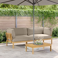 vidaXL Soffset med kudde Enfärgad 2 pcs Taupe Massivt Akaciaträ
