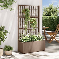 vidaXL Trädgårdsplanterare med trellis Brun 80 x 36 x 140 cm PP