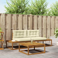 vidaXL Utomhussoffset med kudde Naturlig och Grädde