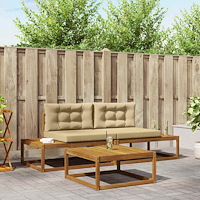 vidaXL Utomhussoffset med kudde Naturlig och Beige
