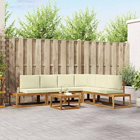 vidaXL Utomhussoffset med kudde 7 Stycke Naturlig och Grädde