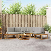 vidaXL Utomhussoffset med kudde 7 Stycke Naturlig och Ljus Grå