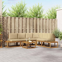 vidaXL Utomhussoffset med kudde 7 Stycke Naturlig och Beige