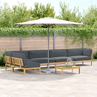 vidaXL Soffset med kudde Enfärgad 6 pcs Antracit Massivt Akaciaträ