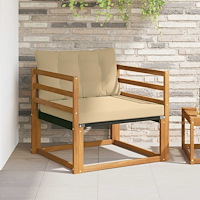 vidaXL Utomhussoffset Massivt Akaciaträ och Textilene Naturfärg