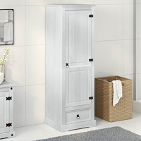 vidaXL Klädkammare med låda med hylla Vit 55 x 50 x 170 cm Massiv furu