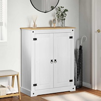 vidaXL Skoskåp med hylla med dörr Vit 86 x 38,5 x 108 cm Massiv furu