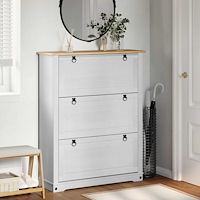 vidaXL Skoskåp med låda Corona Vit 99 x 32 x 122 cm Massiv furu
