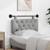 vidaXL Hängande sänggavel Med LED-lampa Ljusgrå Sammet