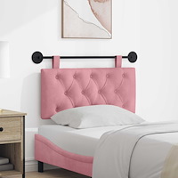 vidaXL Hängande sänggavel Med LED-lampa Rosa Sammet