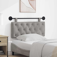 vidaXL Hängande sänggavel Med LED-lampa Ljusgrå Sammet